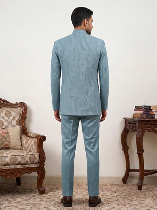 Men's Cotton Blend Embroidered Indo-Western Set