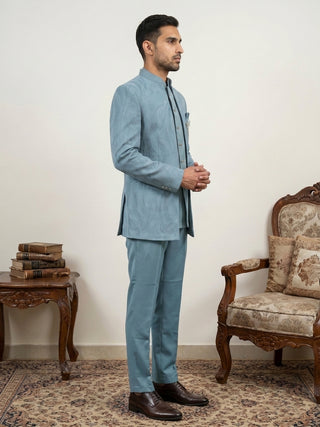 Men's Cotton Blend Embroidered Indo-Western Set