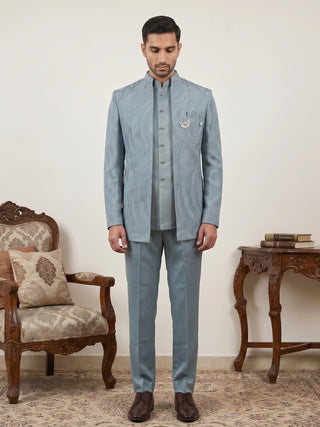 Men's Cotton Blend Embroidered Indo-Western Set