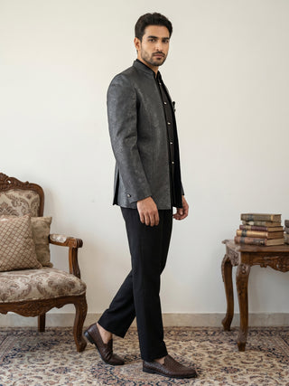 Men's Woven Design Indo-Western Set