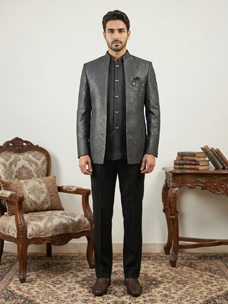 Men's Woven Design Indo-Western Set