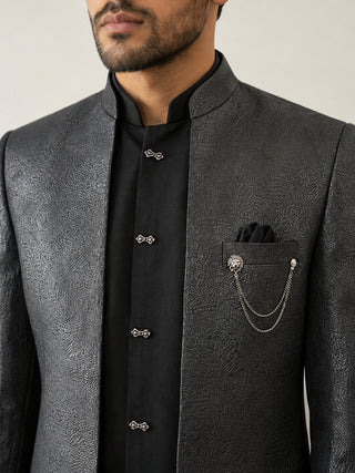 Men's Woven Design Indo-Western Set