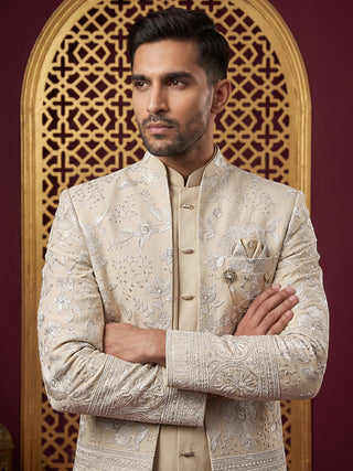 Silk Blend Floral Embroidered Indo-Western Set