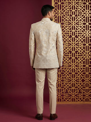 Silk Blend Floral Embroidered Indo-Western Set