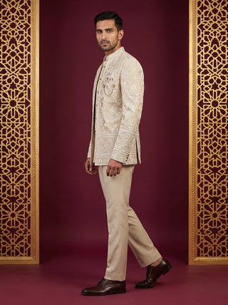 Silk Blend Floral Embroidered Indo-Western Set