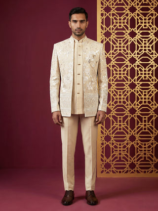 Silk Blend Floral Embroidered Indo-Western Set