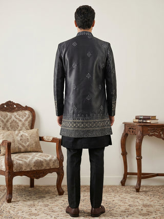 Men Embroidered Cotton Blend Indo-Western Set