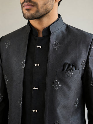 Men Embroidered Cotton Blend Indo-Western Set