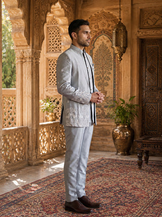 Embroidered Silk Blend Indo-Western Set