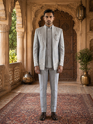 Embroidered Silk Blend Indo-Western Set