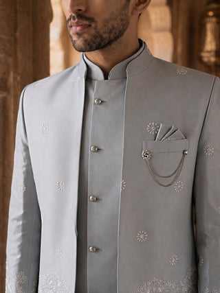 Embroidered Silk Blend Indo-Western Set