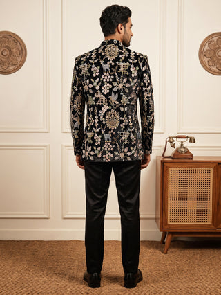 Velvet Floral Embroidered Indo-Western Set