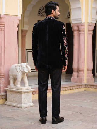 Velvet Embroidered Designer Indo-Western Set