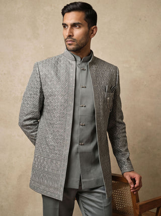 Cotton Blend Embroidered Designer Indo-Western Set