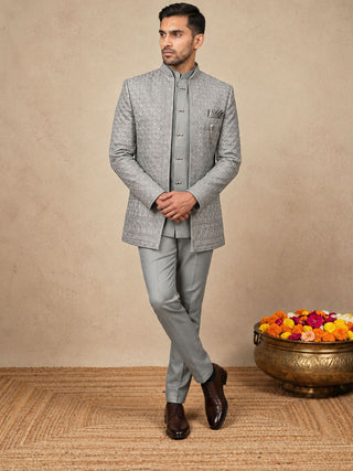 Cotton Blend Embroidered Designer Indo-Western Set