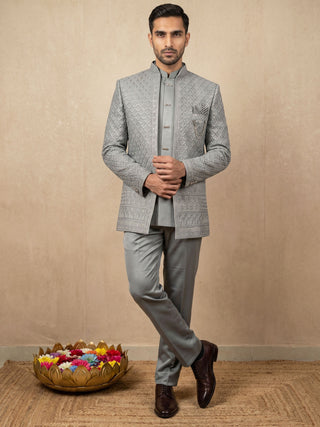 Cotton Blend Embroidered Designer Indo-Western Set