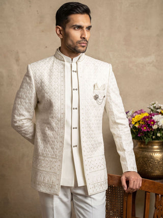 Cotton Blend Embroidered Designer Indo-Western Set