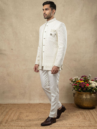 Cotton Blend Embroidered Designer Indo-Western Set