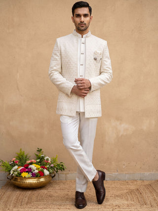 Cotton Blend Embroidered Designer Indo-Western Set