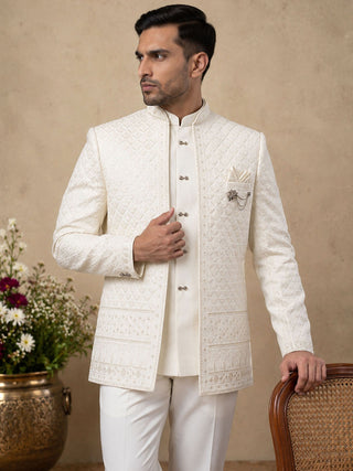 Cotton Blend Embroidered Designer Indo-Western Set