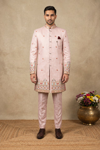 Silk Blend Floral Embroidered Indo-Western Set