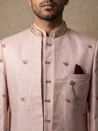 Silk Blend Floral Embroidered Indo-Western Set