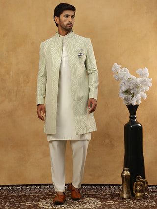 Jacquard Silk Embroidered Indo-Western Set