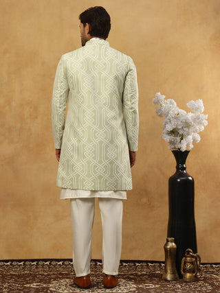 Jacquard Silk Embroidered Indo-Western Set