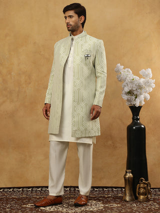 Jacquard Silk Embroidered Indo-Western Set