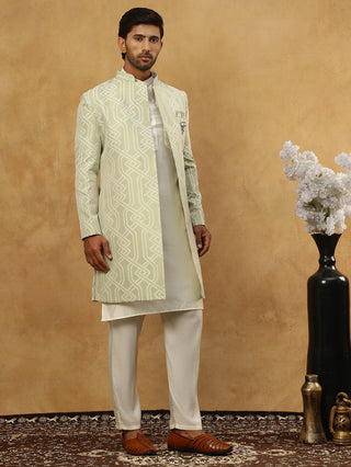 Jacquard Silk Embroidered Indo-Western Set