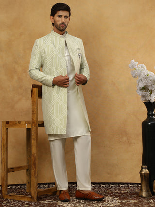 Jacquard Silk Embroidered Indo-Western Set