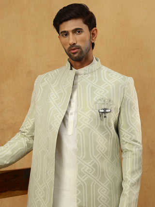 Jacquard Silk Embroidered Indo-Western Set