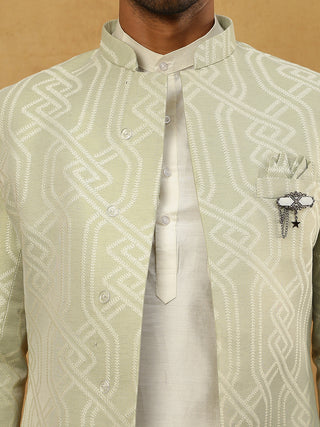 Jacquard Silk Embroidered Indo-Western Set