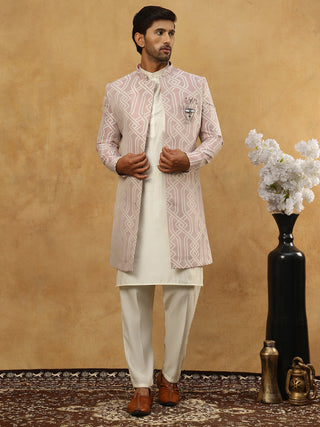 Jacquard Silk Embroidered Indo-Western Set
