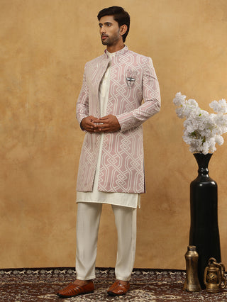 Jacquard Silk Embroidered Indo-Western Set