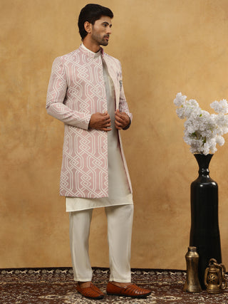 Jacquard Silk Embroidered Indo-Western Set
