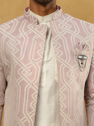 Jacquard Silk Embroidered Indo-Western Set