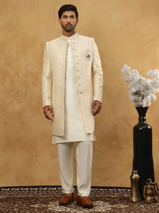 Jacquard Silk Embroidered Indo-Western Set