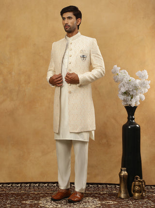 Jacquard Silk Embroidered Indo-Western Set