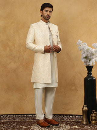 Jacquard Silk Embroidered Indo-Western Set