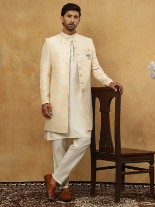 Jacquard Silk Embroidered Indo-Western Set