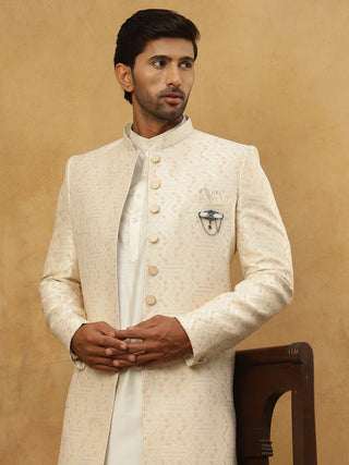 Jacquard Silk Embroidered Indo-Western Set