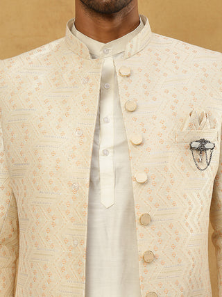 Jacquard Silk Embroidered Indo-Western Set