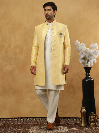 Jacquard Silk Embroidered Indo-Western Set