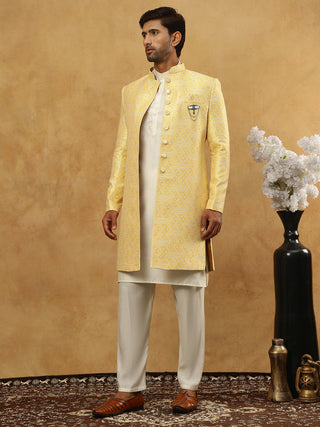Jacquard Silk Embroidered Indo-Western Set