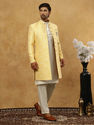 Jacquard Silk Embroidered Indo-Western Set