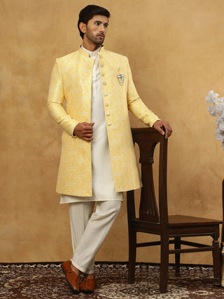 Jacquard Silk Embroidered Indo-Western Set