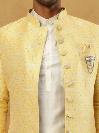 Jacquard Silk Embroidered Indo-Western Set