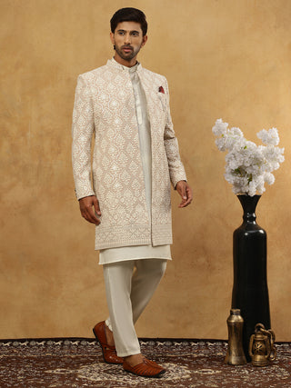 Cotton Blend Embroidered Indo-Western Set