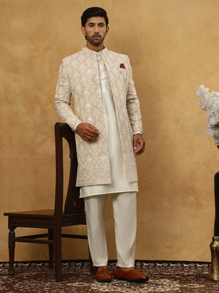 Cotton Blend Embroidered Indo-Western Set